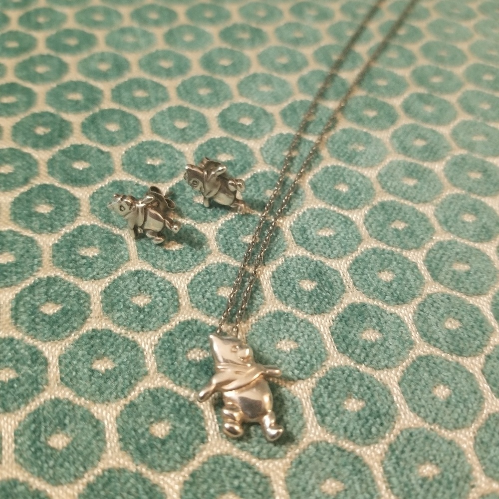 Winnie the Pooh Necklace and Earrings